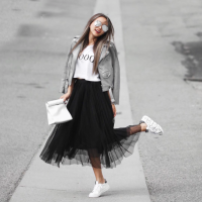 Perfect outfit: casual and sport, skirt and sneakers